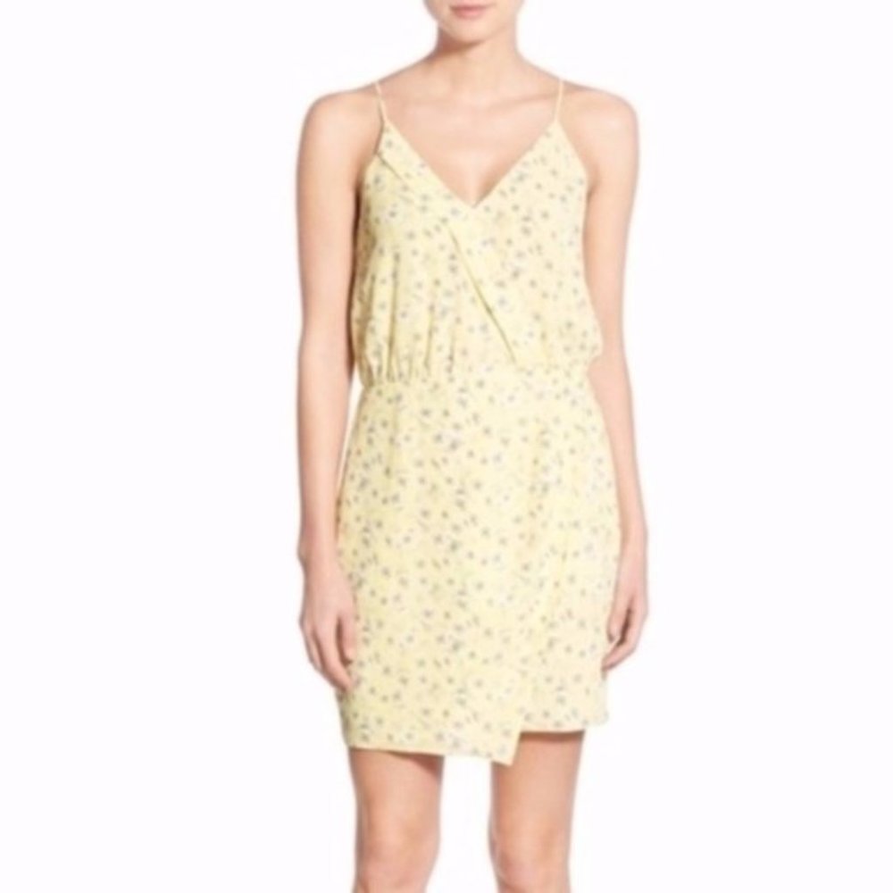 NWOT CHELSEA28 Yellow Blouson Faux Wrap Tulip Skirt Summer Dress Size Medium